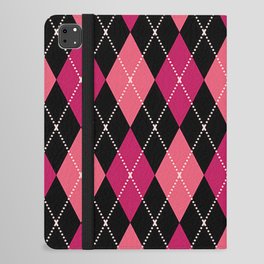 Pink And Black Argyle Diamonds Pattern Diamond Shape Tartan Quilt Knit Sweater Geometric  iPad Folio Case