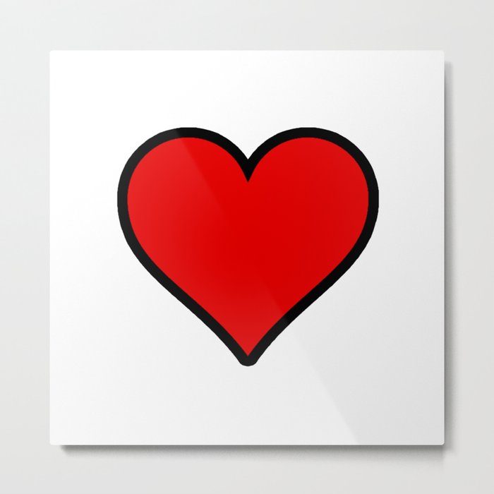 Bold Red Heart Shape Valentine Digital Illustration, Minimal Art Metal Print