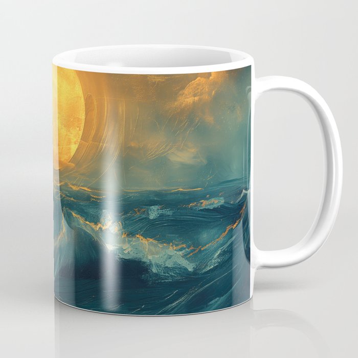 Full Moon Over Ocean Water Coffee Mug