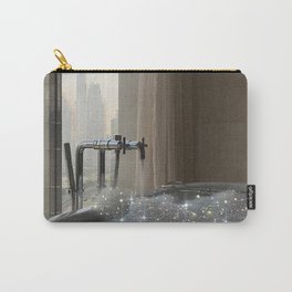 Perfect morning Carry-All Pouch | Building, Window, Glitter, Relax, Shine, Curated, Foam, Diamonds, Sparkles, Beige 