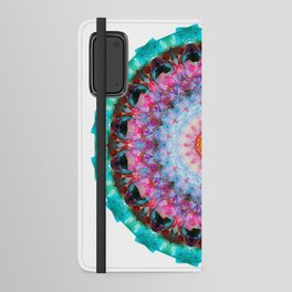 Feather Light Pink and Aqua Mandala Art by Sharon Cummings Android Wallet Case