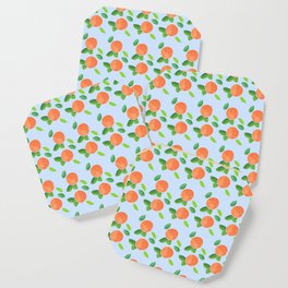 Peaches on Blue - Hand-painted Watercolour Coaster