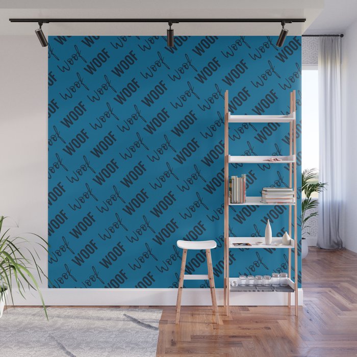 Dog Woof Quotes Blue Wall Mural