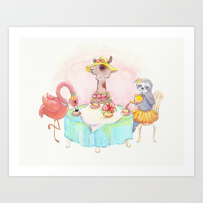 animal-tea-party-art-print-by-imagodeinurserydecor-society6