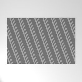 [ Thumbnail: Dark Grey & Dim Grey Colored Lines Pattern Welcome Mat ]