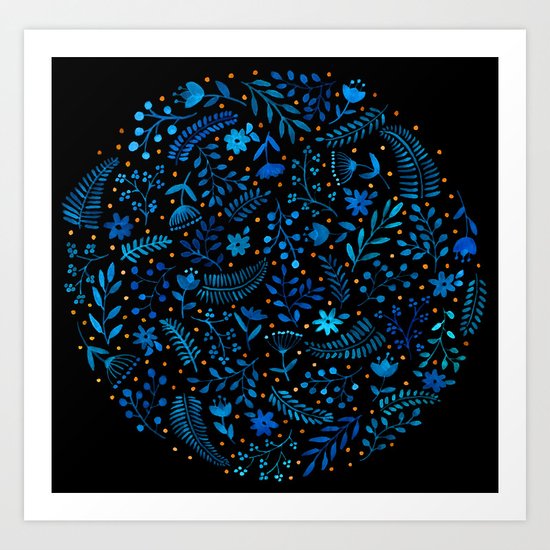 Night autumn pattern Art Print