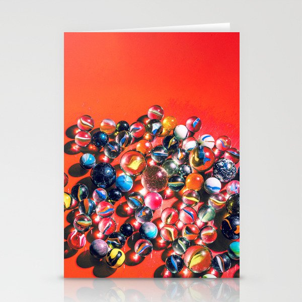 Marbles on vibrant red Stationery Cards
