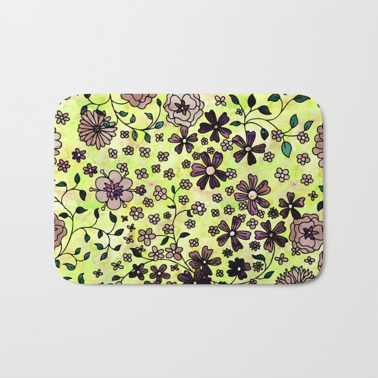 Brown Small Flowers Bath Mat