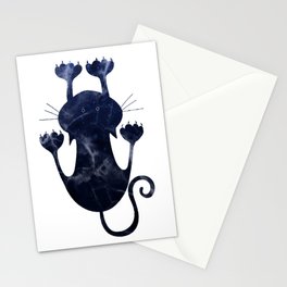 Navy Blue Marble Cat Stationery Cards