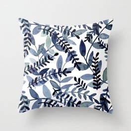 Watercolor branches - indigo Throw Pillow