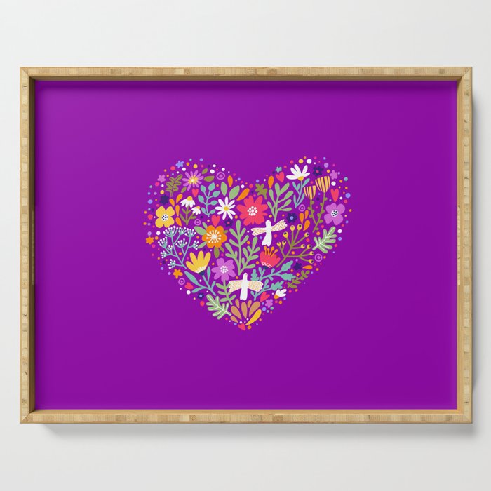 Beautiful floral cute heart. Love. Happy Valentine's Day Serving Tray