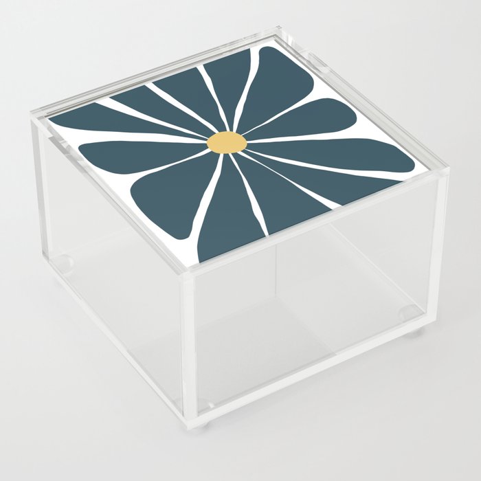 Charcoal and Yellow Ochre Big Funky Flower Acrylic Box