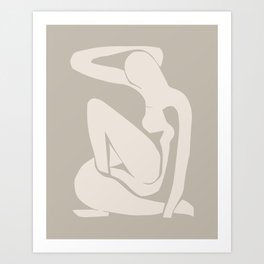 Neutral Matisse Nude in Beige, Abstract Art Decoration Art Print