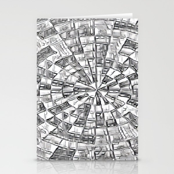Black & White Circular Maze Stationery Cards