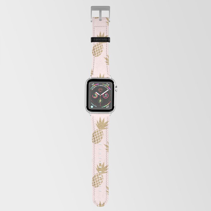 Pink & Gold Pineapples Pattern Apple Watch Band