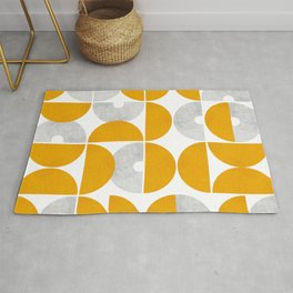 Aesthetic orange/yellow and grey modern mid-century shapes Area & Throw Rug
