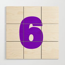 6 (Violet & White Number) Wood Wall Art