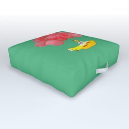 Flying Submarine with Red Balloons in Green Outdoor Floor Cushion