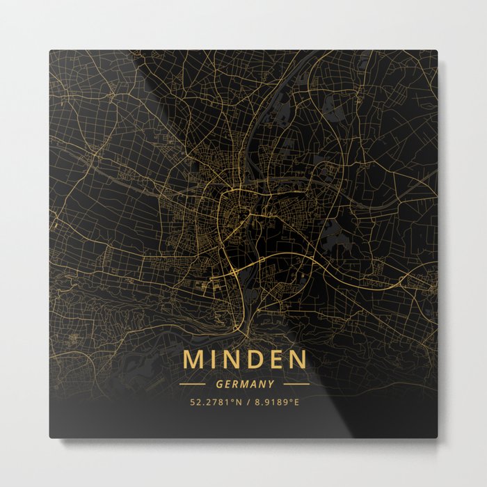 Minden, Germany - Gold Metal Print