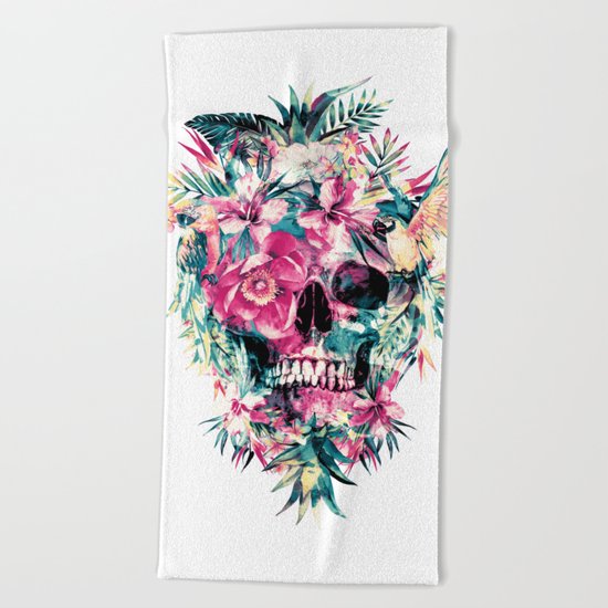 Tropical Skull Beach Towel