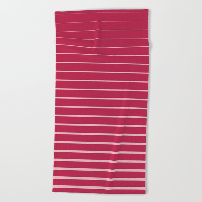 Magenta Pink Widening Stripes Pattern Beach Towel