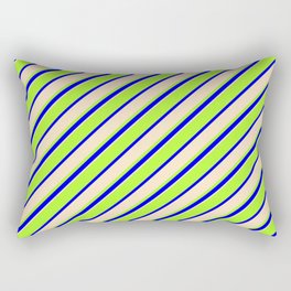 [ Thumbnail: Light Green, Blue & Bisque Colored Lines Pattern Rectangular Pillow ]
