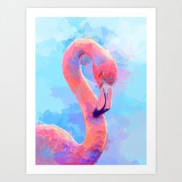 Flamingo Dream - Bird Digital Illustration Art Print
