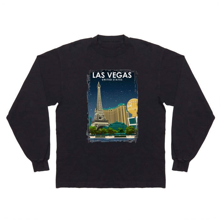 Las Vegas Vintage Minimal Travel Poster Long Sleeve T Shirt