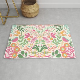 Tropical Pattern in Pink and Green Rug