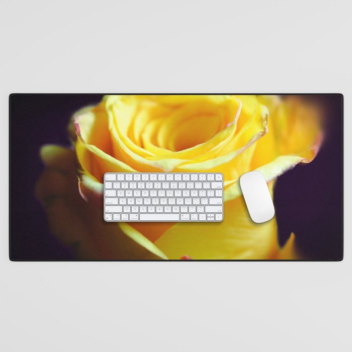 Yellow Rose With Curling petals Desk Mat