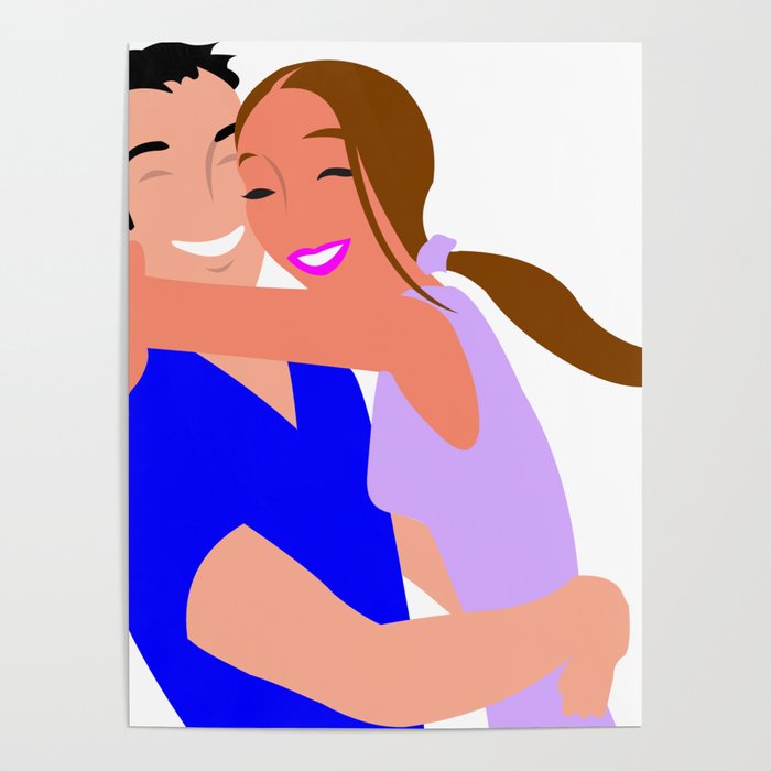  Couple Hug Happy Embrace Hugging Smile Girl Poster