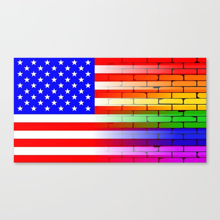 Gay Rainbow Wall American Flag Canvas Print