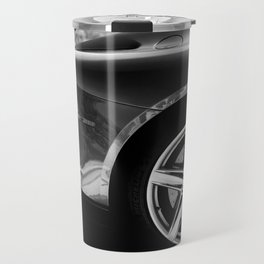 Super Car // Sexy Wheel Base Low Rims Dark Charcol Gray Black and White Travel Mug