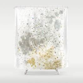 Bronze, Gold and Silver Shimmering Splatter Shower Curtain