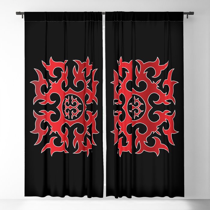 Caucasian Red Ornament Blackout Curtain