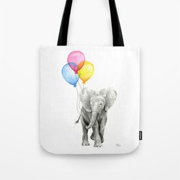 Baby Elephant with Balloons Nursery Animals Prints Whimsical Animal Tote Bag