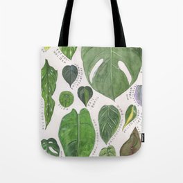 Tropical Houseplants Botanical Illustration Watercolor Tote Bag