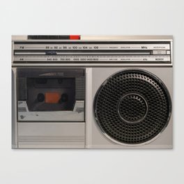 Retro outdated portable stereo radio cassette recorder from 80s. Vintage     Canvas Print