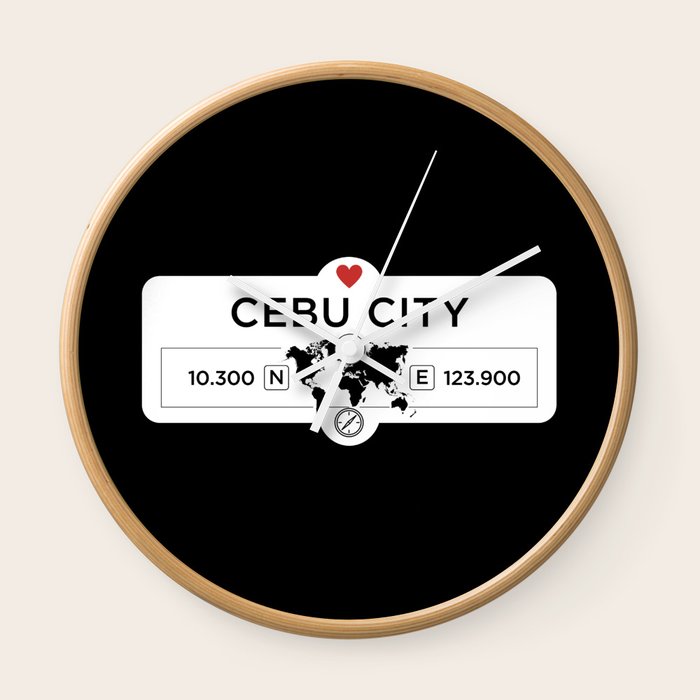 Cebu City Philippines with World Map and GPS Coordinates Wall
