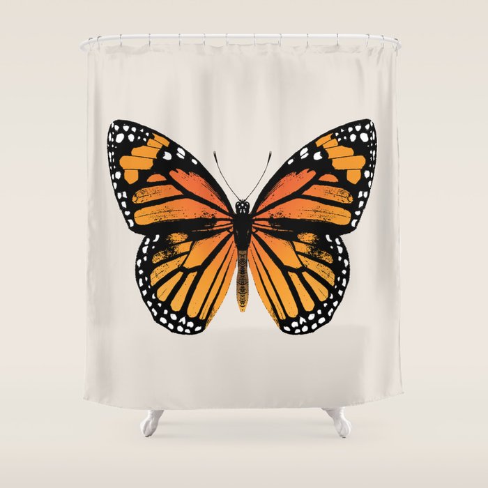 Monarch Butterfly Vintage Butterfly Shower Curtain by Eclectic at
