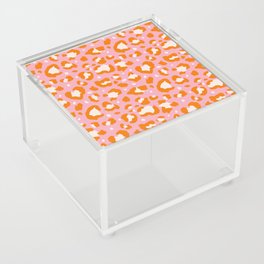 Hand-Drawn Retro Pink & Orange Leopard Spots Pattern Acrylic Box