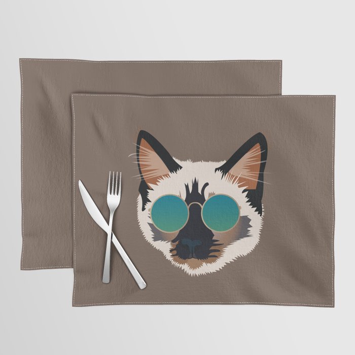 Cool Siamese Cat Wearing Sunglasses Placemat