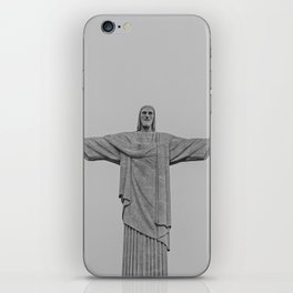 Brazil Photography - Christ The Redeemer Under The Gray Sky iPhone Skin