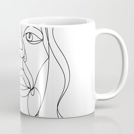 One Line Art Drawing Woman Portrait  Coffee Mug