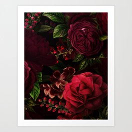 Vintage & Shabby Chic - Vintage & Shabby Chic - Mystical Night Roses Kunstdrucke | Boho, Rose, Nature, Roses, Springflowers, Painting, Flowers, Exotic, Garden, Floral 