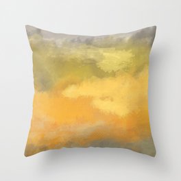 Painted Dream mist over dusk on yellow and gray Throw Pillow