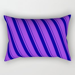 [ Thumbnail: Dark Blue and Purple Colored Lined/Striped Pattern Rectangular Pillow ]