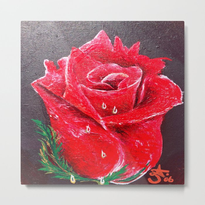 Red Red Rose Acrylic Painting Metal Print By Anoellejay Society6