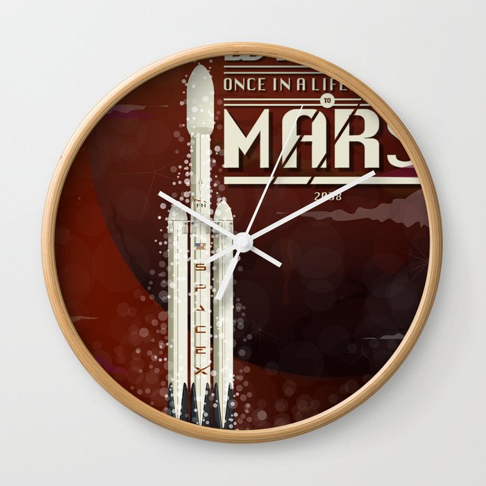 Spacex Rocket To Mars Wall Clock By Wyattdesign Society6