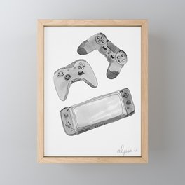 Gaming_B&W Framed Mini Art Print